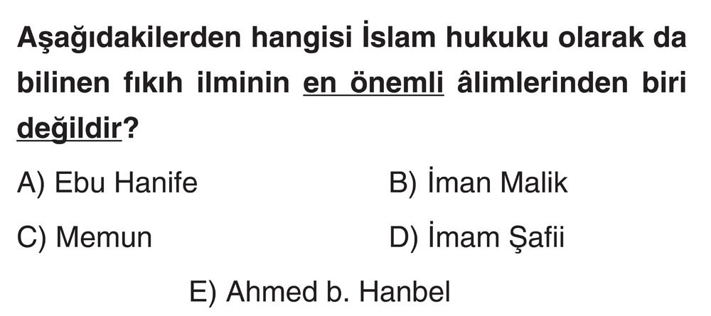 Aşağıdakilerden hangisi İslam hukuku olarak da bilinen fıkıh ilminin en önemli âlimlerinden biri