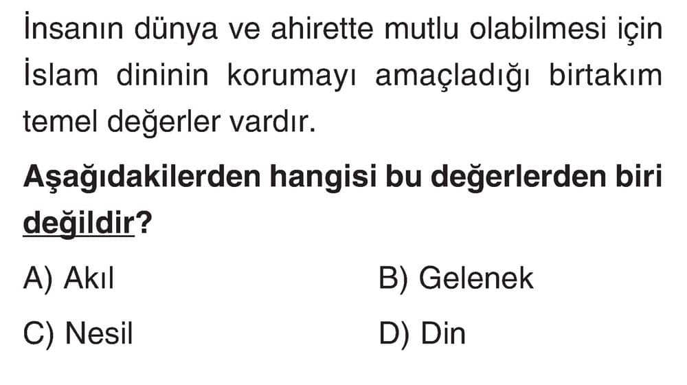 İnsanın dünya ve ahirette mutlu olabilmesi için İslam dininin korumayı amaçladığı birtakım temel