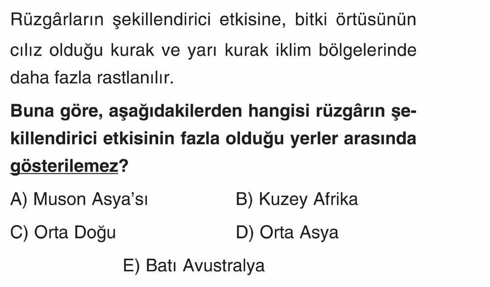 Rüzgârların şekillendirici etkisine, bitki örtüsünün cılız olduğu kurak ve yarı kurak iklim