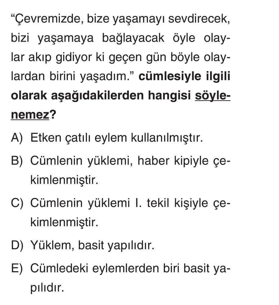 "Çevremizde, bize yaşamayı sevdirecek, bizi yaşamaya bağlayacak öyle olaylar akıp gidiyor ki geçen