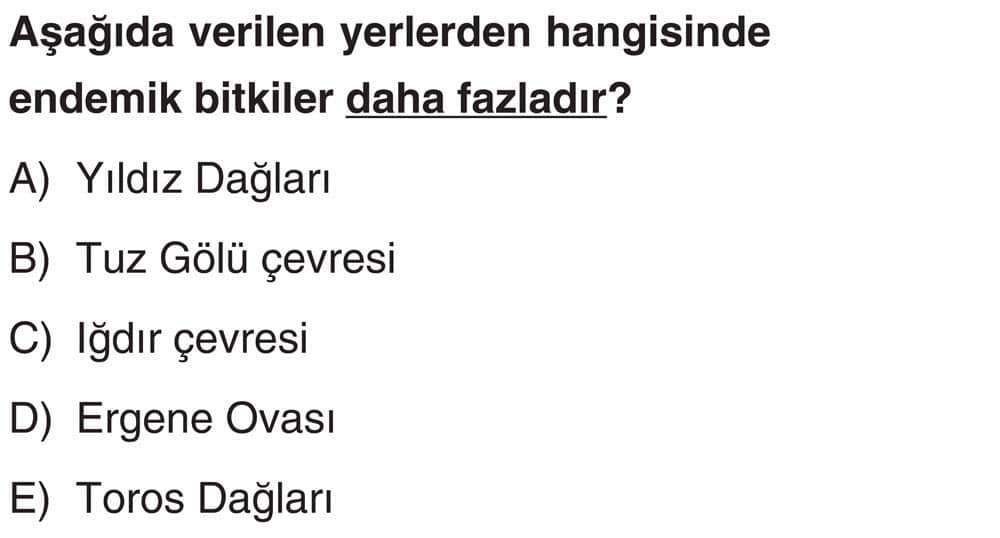 Aşağıda verilen yerlerden hangisinde endemik bitkiler daha fazladır?