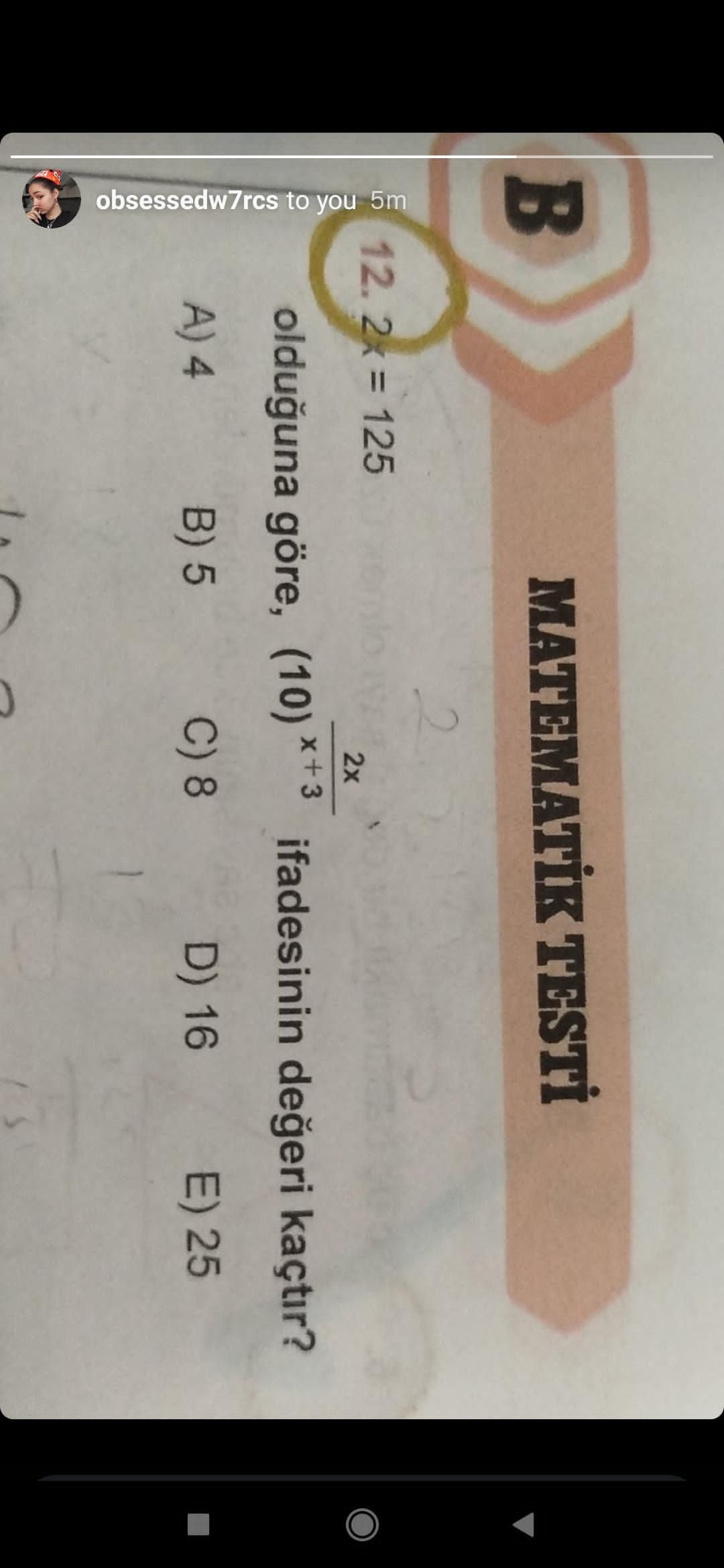 2x = 125 olduğuna göre, (10)^(2x/(x+3)) ifadesinin değeri kaçtır?