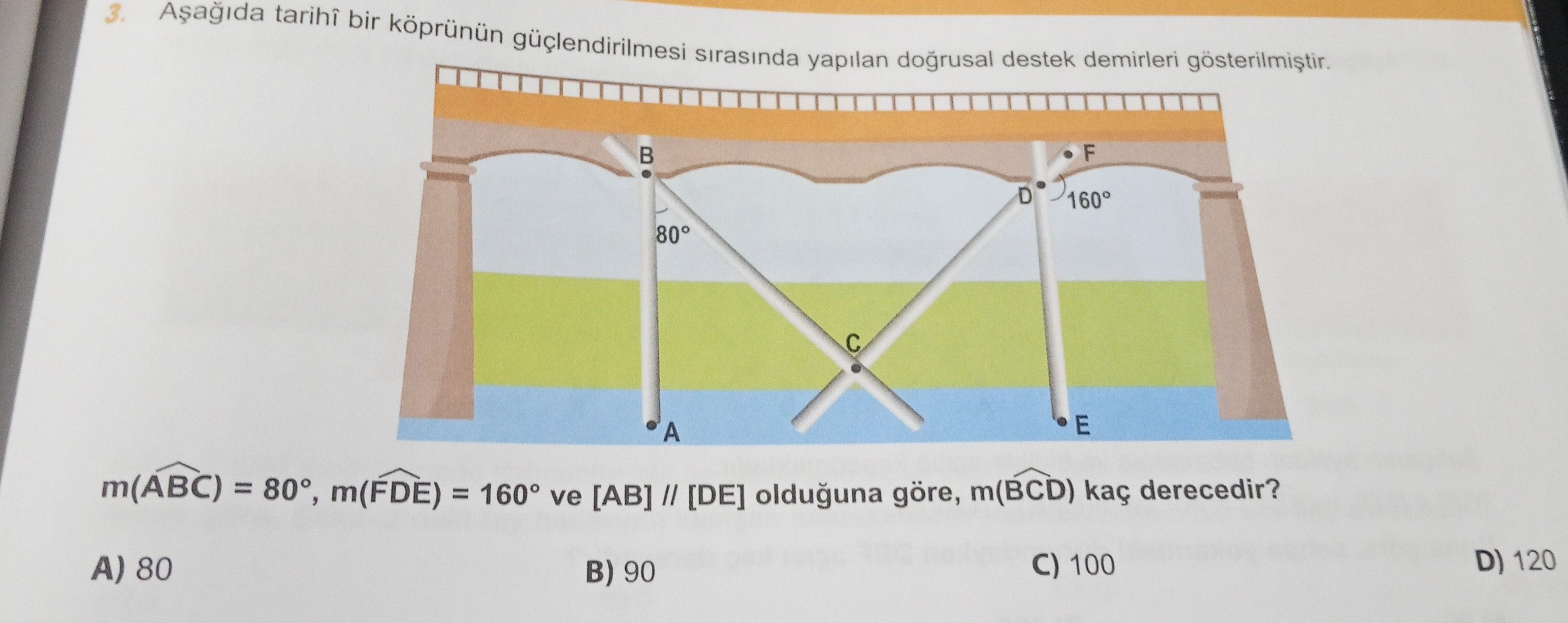 Aşağıda tarihî bir köprünün güçlendirilmesi sırasında yapılan doğrusal destek demirleri
