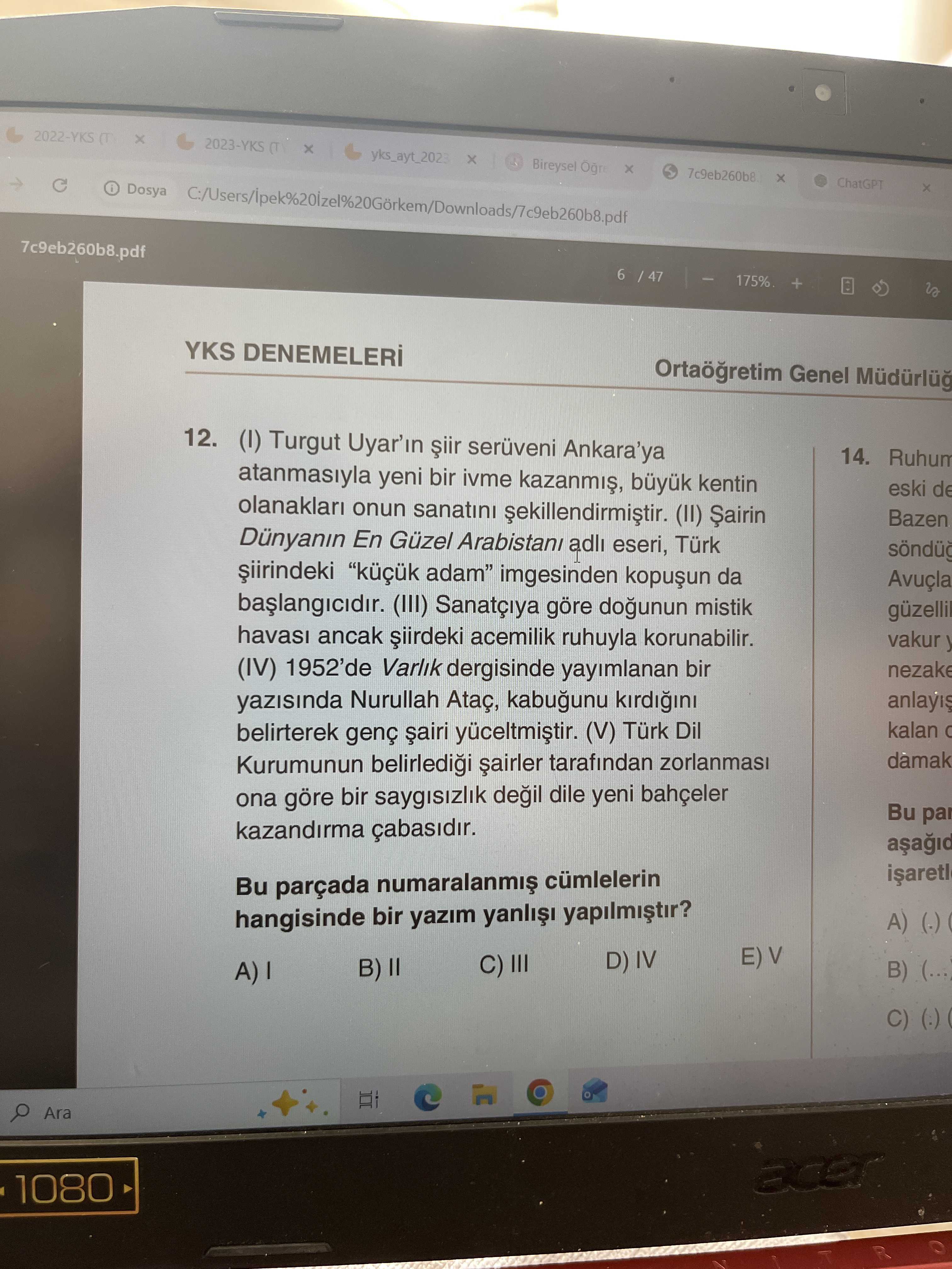 (I) Turgut Uyar'ın şiir serüveni Ankara'ya atanmasıyla yeni bir ivme kazanmış, büyük kentin
