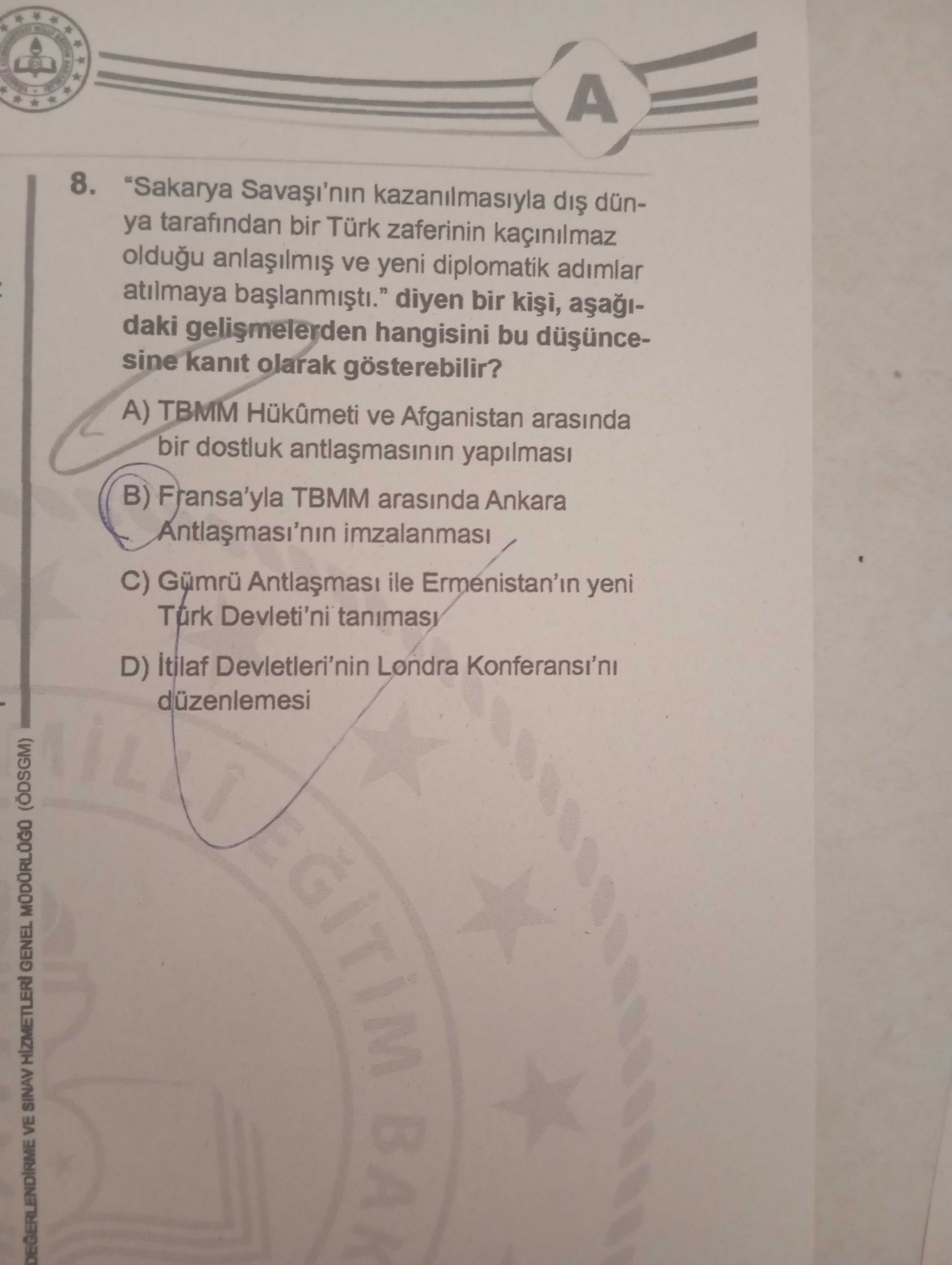 "Sakarya Savaşı'nın kazanılmasıyla dış dünya tarafından bir Türk zaferinin kaçınılmaz olduğu