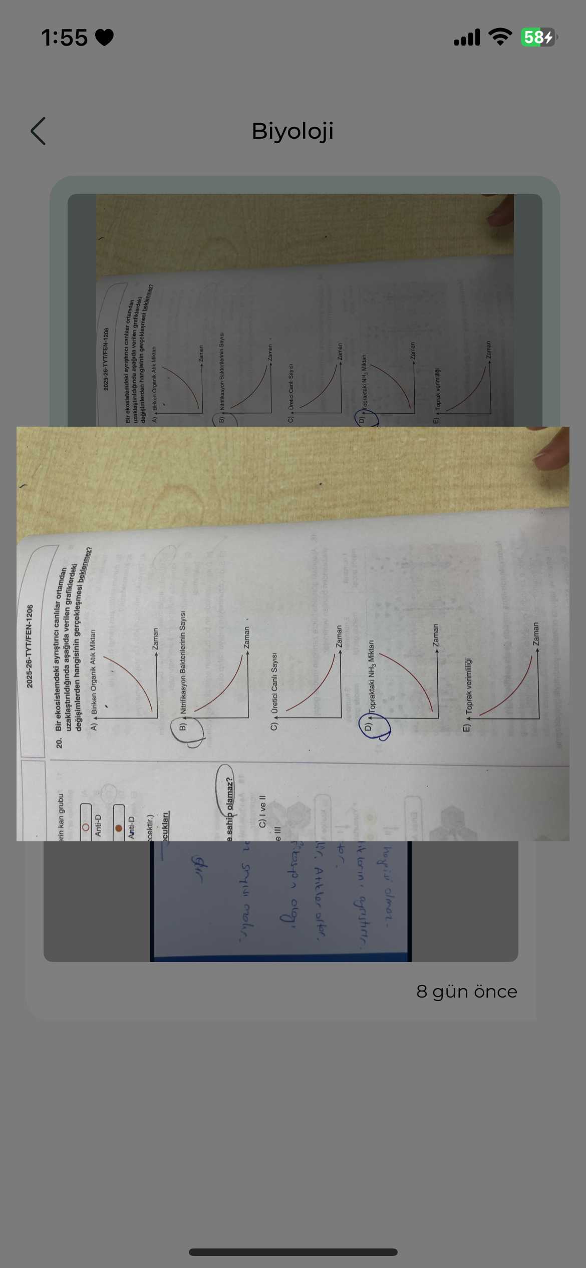 Bir ekosistemdeki ayrıştırıcı canlılar ortamdan uzaklaştırıldığında aşağıda verilen grafiklerden(de)