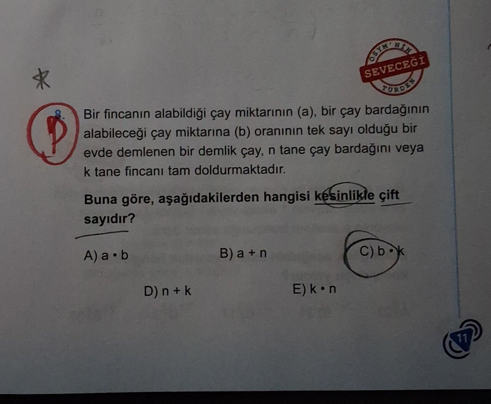 Bir fincanın alabildiği çay miktarının (a), bir çay bardağının alabileceği çay miktarına (b)