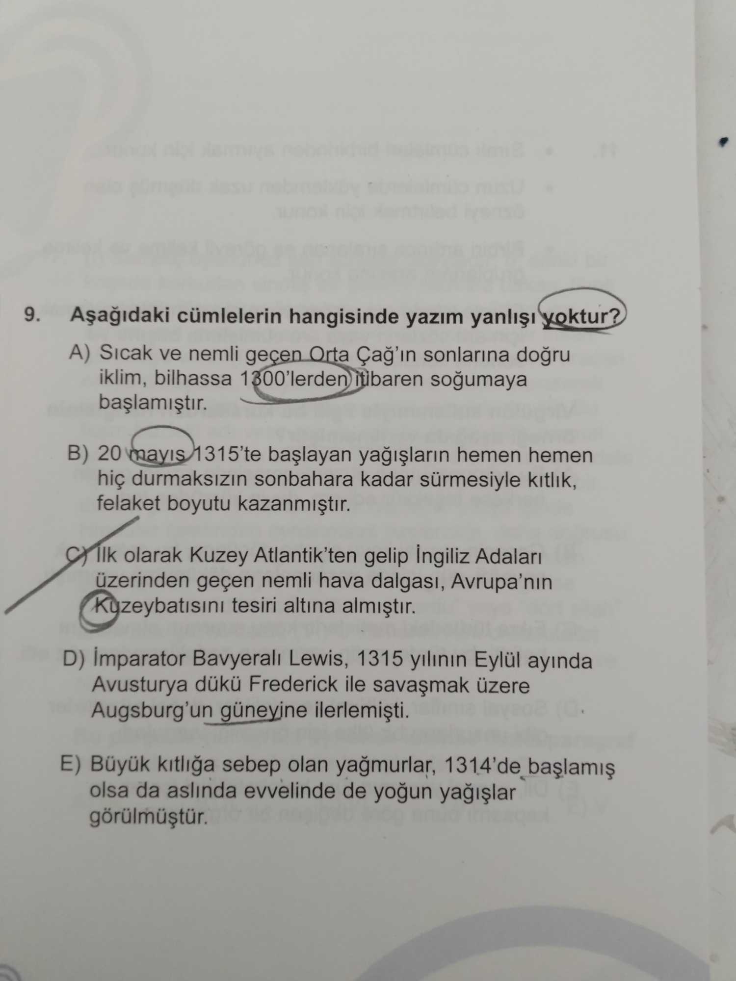 Aşağıdaki cümlelerin hangisinde yazım yanlışı yoktur?