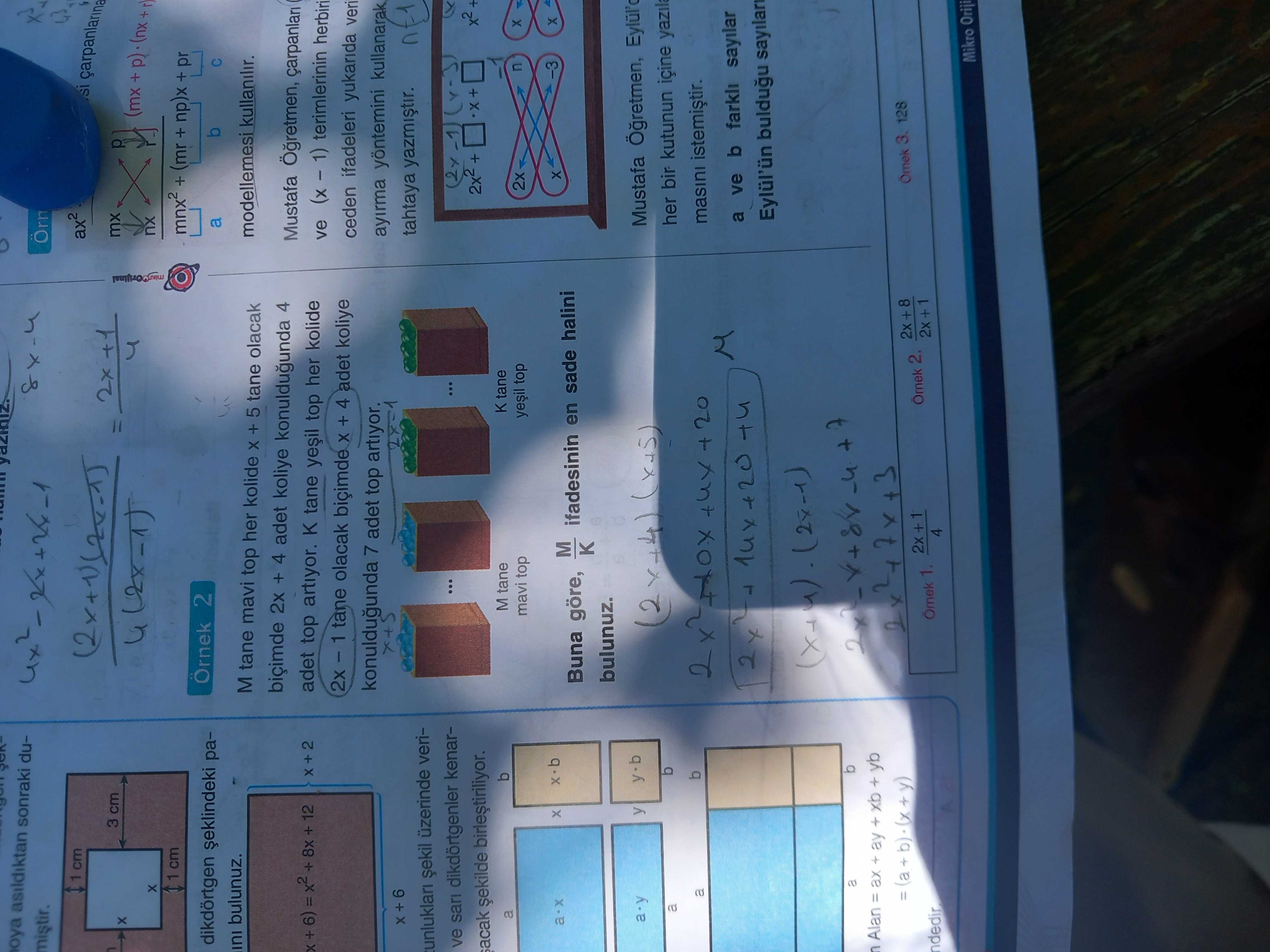 Örnek 2 M tane mavi top her kolide x + 5 tane olacak biçimde 2x + 4 adet koliye konulduğunda 4 adet