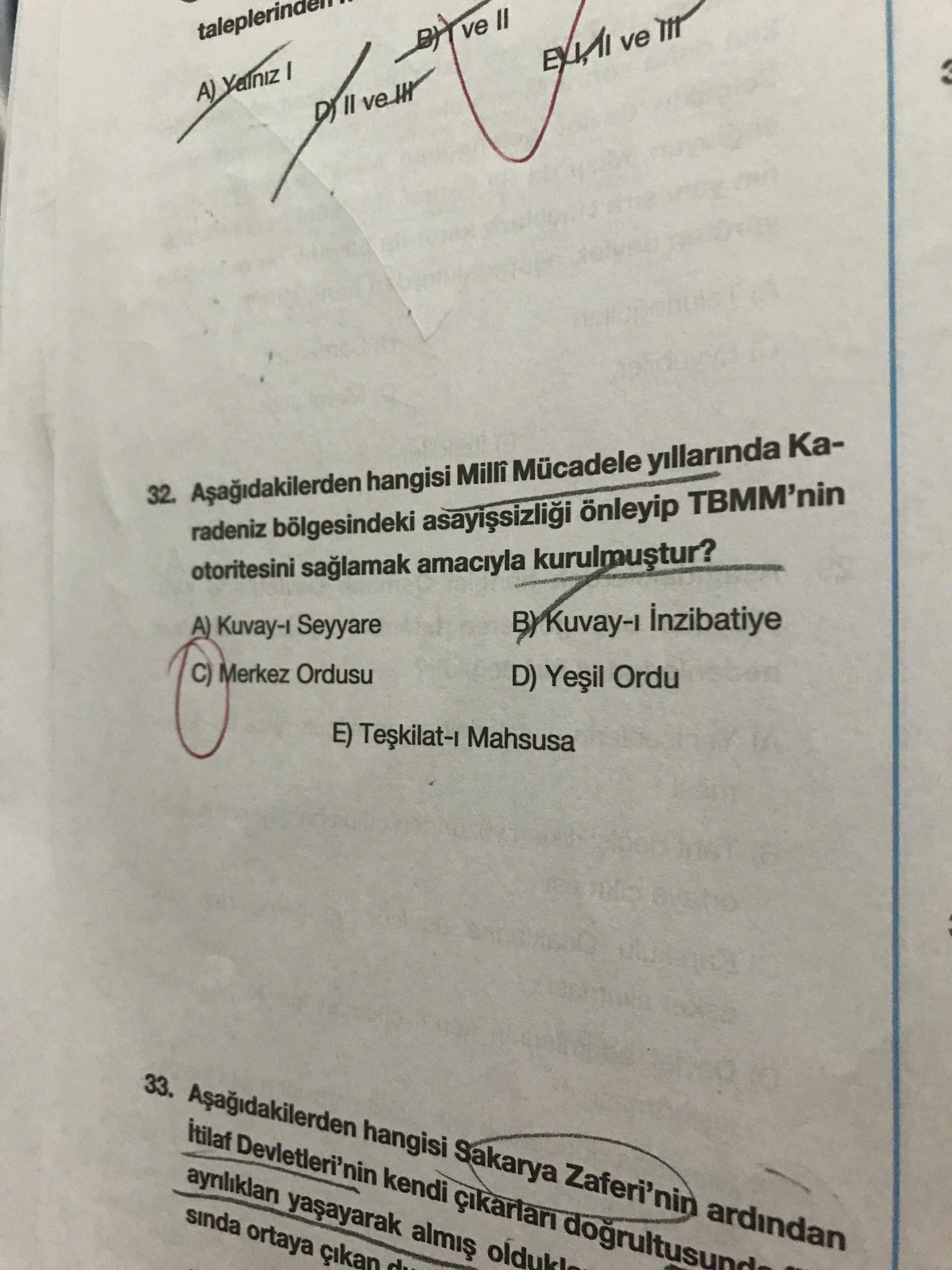 Aşağıdakilerden hangisi Millî Mücadele yıllarında Karadeniz bölgesindeki asayişsizliği önleyip