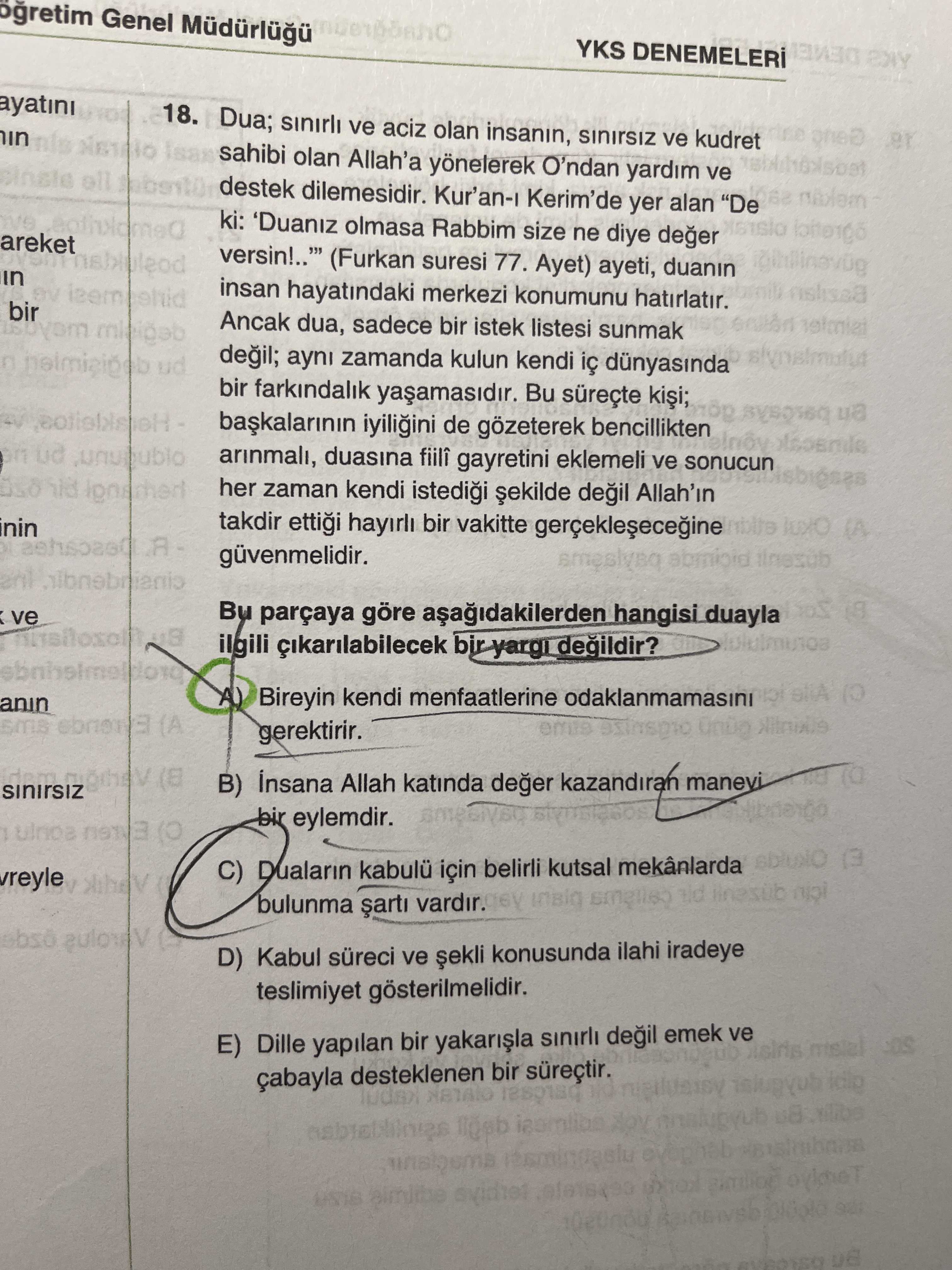 Dua; sınırlı ve aciz olan insanın, sınırsız ve kudret sahibi olan Allah'a yönelerek O'ndan yardım ve