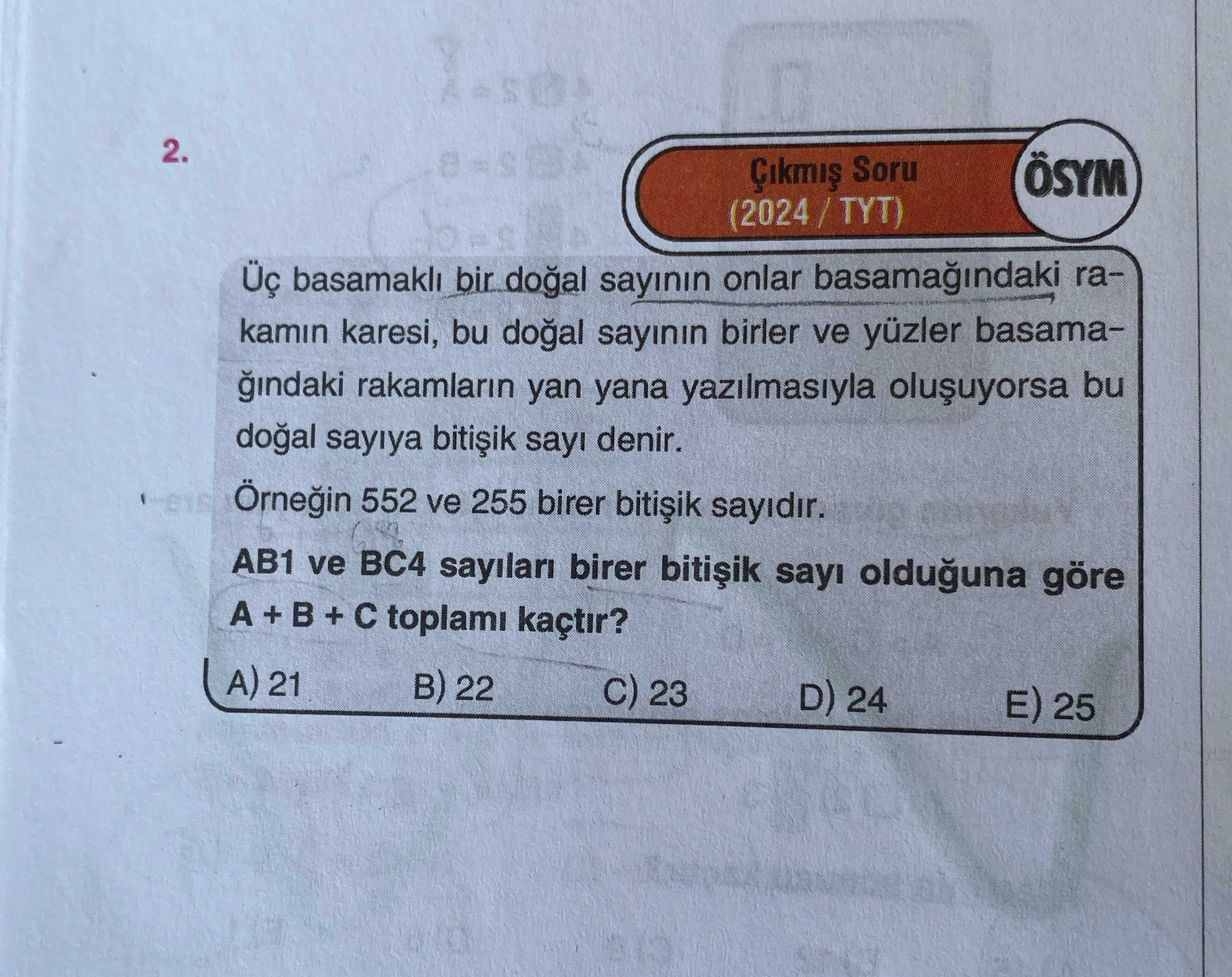 Üç basamaklı bir doğal sayının onlar basamağındaki rakamın karesi, bu doğal sayının birler ve yüzler