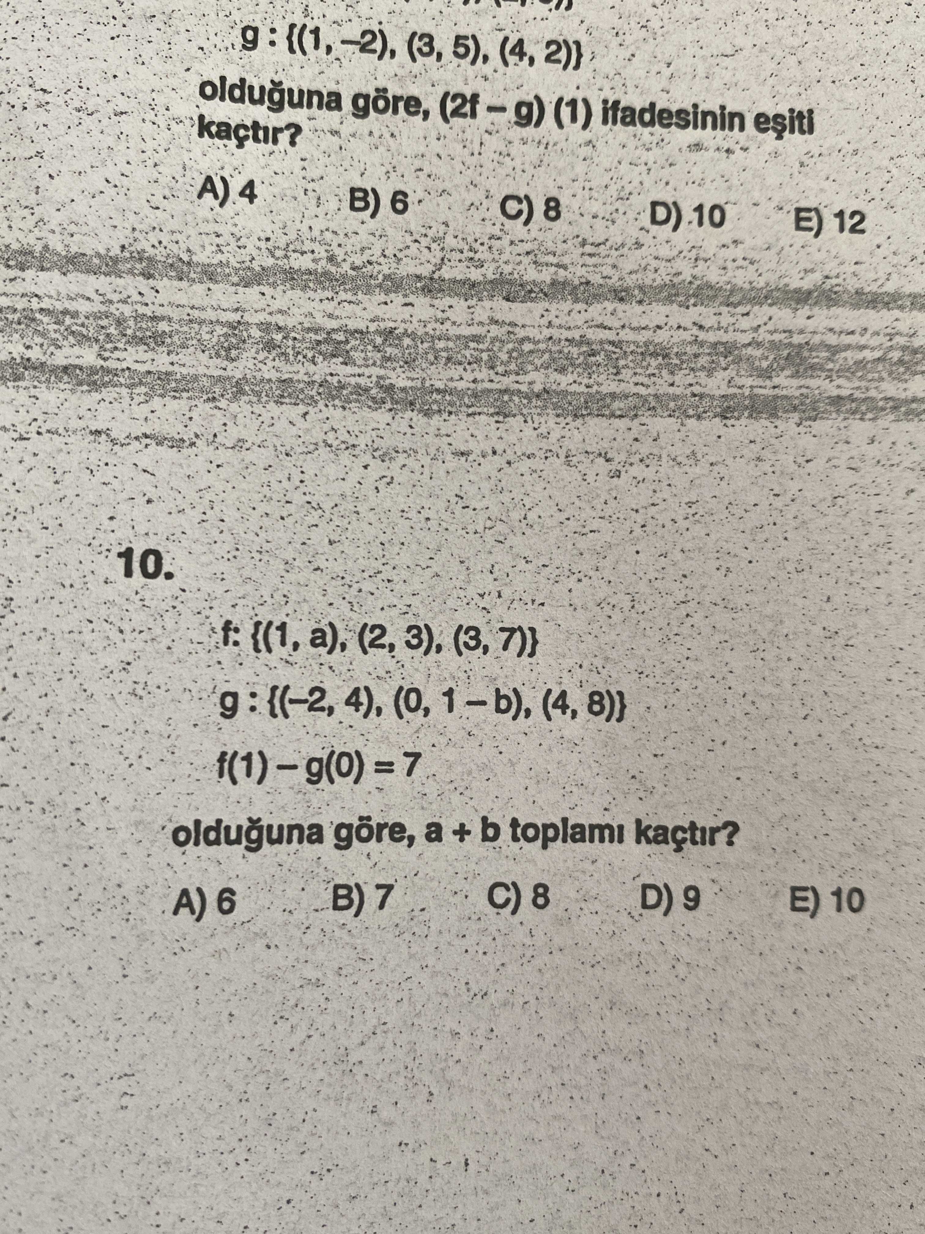 (4, olduguna göre, ifadesinin kaçtir. 4 B) 6 E) 12 10. olduguna göre, a + b toplami kaçtir. E) 10 6 (4, olduguna göre, ifadesinin kaçtir. E) 10 6. ?? Model.Question.title