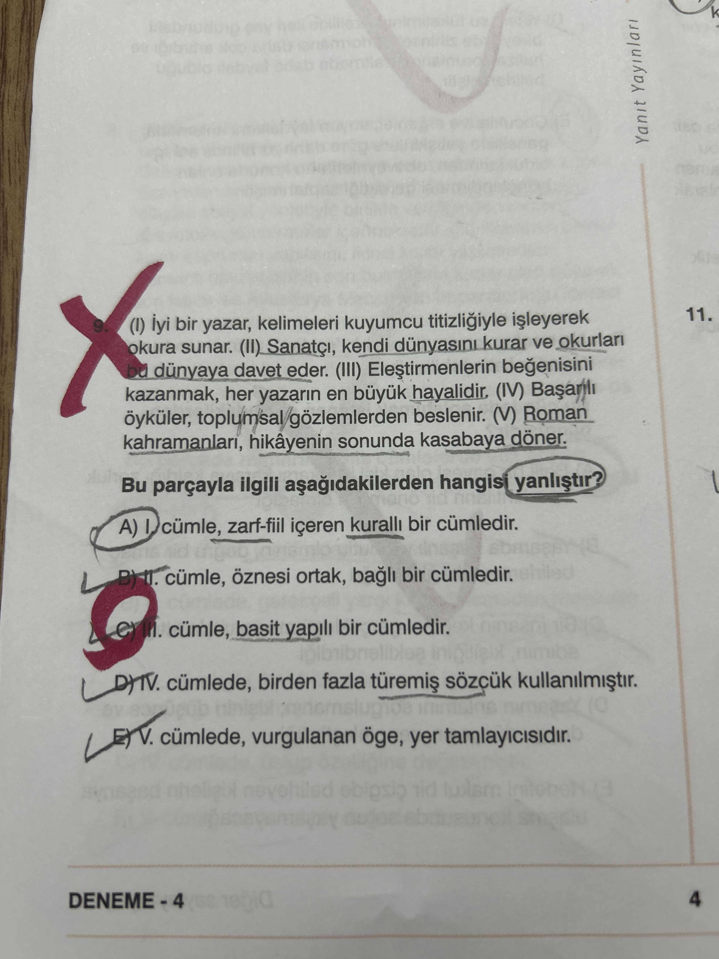 (I) İyi bir yazar, kelimeleri kuyumcu titizliğiyle işleyerek okura sunar. (II) Sanatçı, kendi