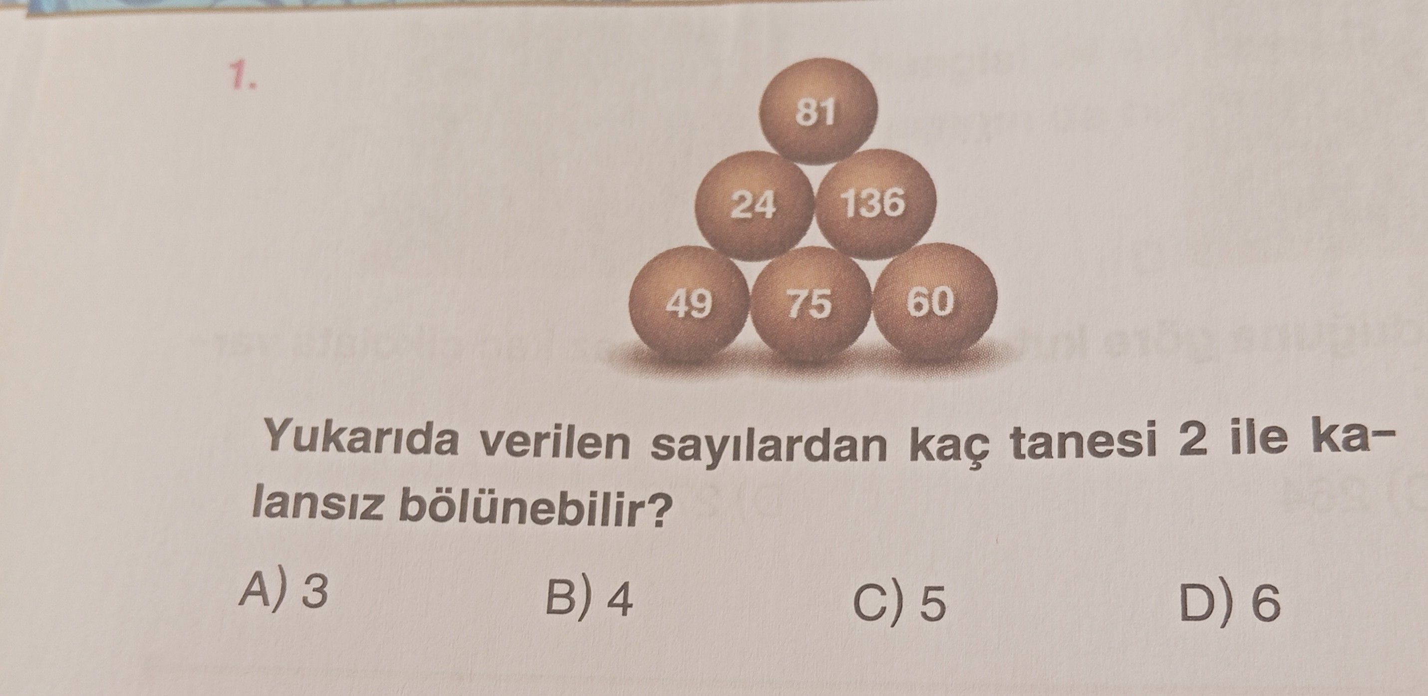 Yukarıda verilen sayılardan kaç tanesi 2 ile kalansız bölünebilir?