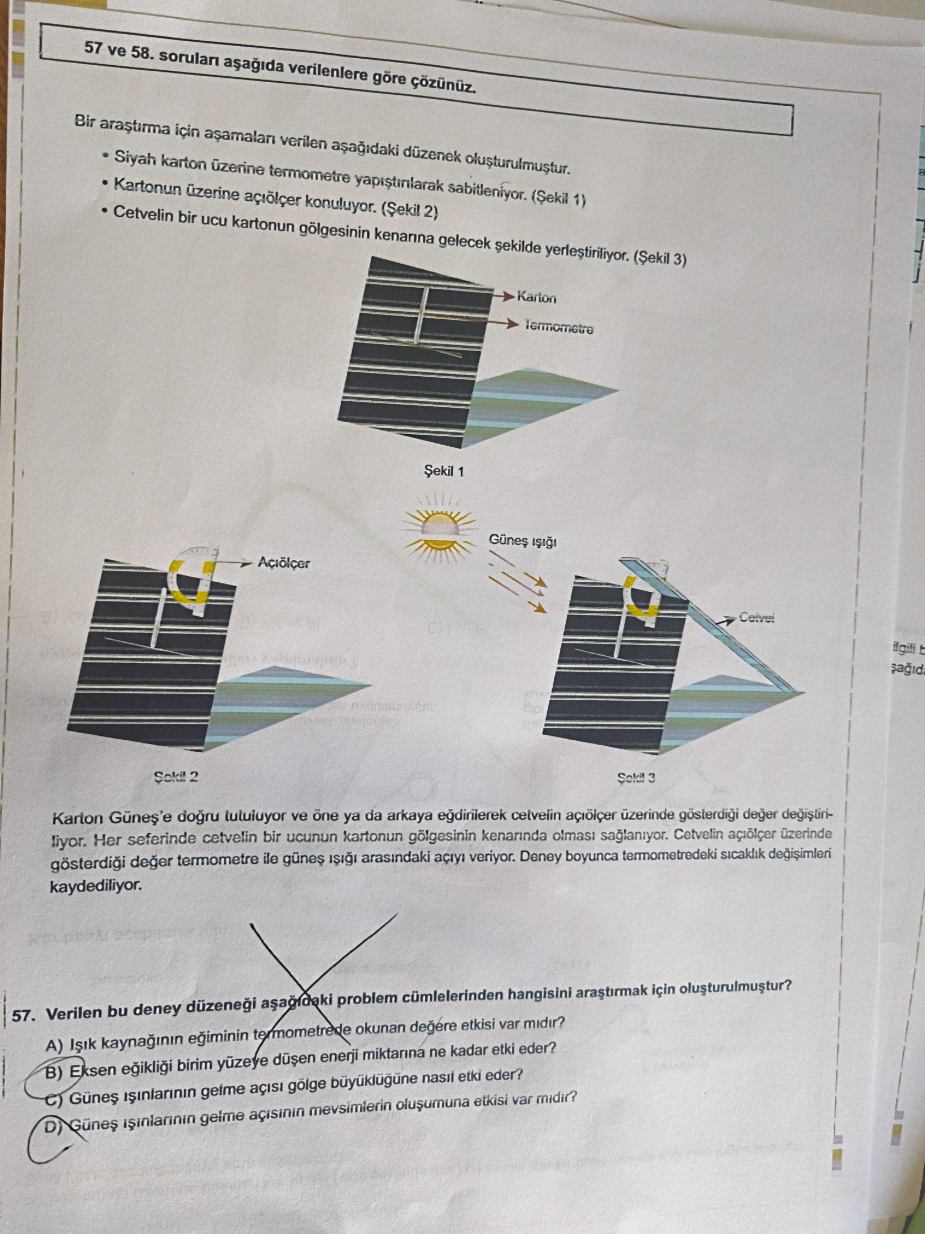 57 ve 58. soruları aşağıda verilenlere göre çözünüz. Bir araştırma için aşamaları verilen aşağıdaki